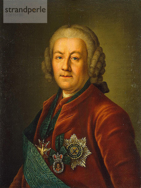 Porträt des Grafen Alexey Petrovich Bestuzhev-Ryumin (1693-1766)  nach 1757. Künstler: Anonym