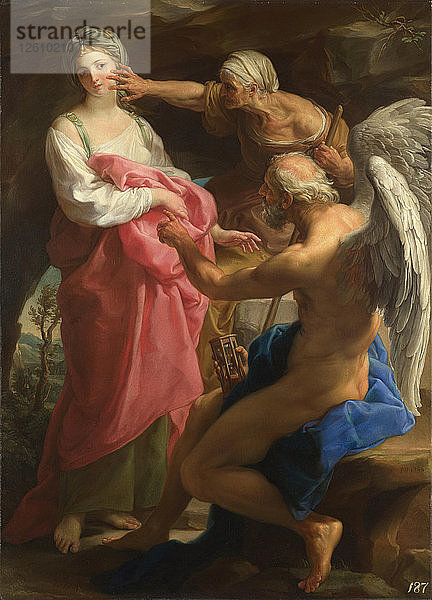 Die Zeit befiehlt dem Alter  die Schönheit zu zerstören  1746. Künstler: Batoni  Pompeo Girolamo (1708-1787)