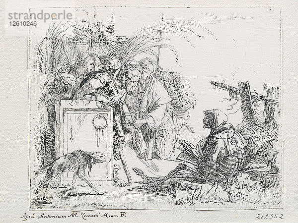 Der Besuch beim Tod. Aus der Serie Capriccios  Mitte des 18. Jahrhunderts. Künstler: Tiepolo  Giambattista (1696-1770)