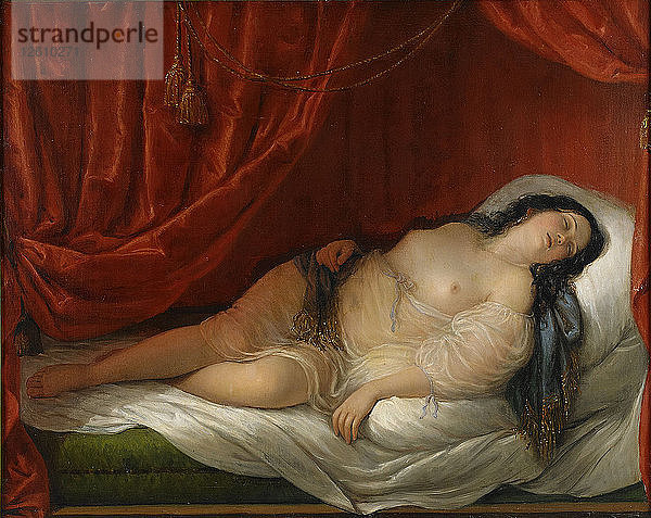 Eine Odaliske in rotem Interieur  frühes 19. Künstler: Schiavoni  Natale (1777-1858)