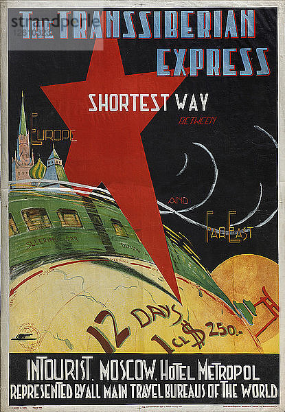 Transsibirischer Express (Plakat der Firma Intourist)  1930. Künstler: Litvak  Max (1898-nach 1943)