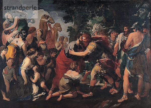 Begegnung zwischen Esau und Jakob  1636-1641. Künstler: Bottala  Giovanni Maria (1613-1644)
