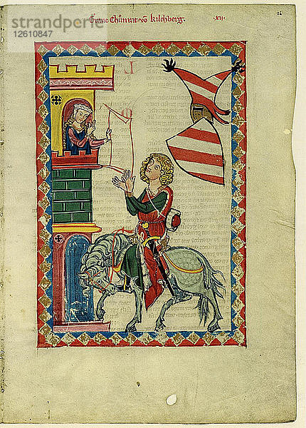 Graf Konrad von Kirchberg (aus dem Codex Manesse)  zwischen 1305 und 1340. Künstler: Anonym
