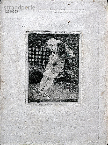 Der Gewahrsam eines Verbrechers erfordert keine Folter  um 1810. Künstler: Goya  Francisco  de (1746-1828)