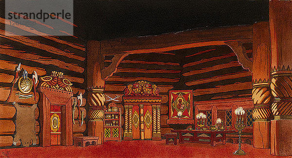 Bühnenbild für die Oper Die Zarenbraut von N. Rimski-Korsakow  1930. Künstler: Bilibin  Iwan Jakowlewitsch (1876-1942)