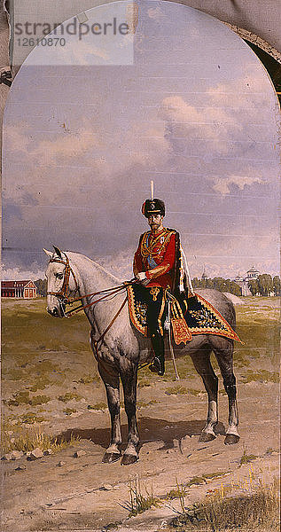 Porträt von Zar Nikolaus II. (1868-1918)  1908. Künstler: Makowsky  Alexander Wladimirowitsch (1869-1924)
