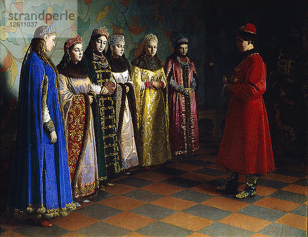 Zar Alexej Michailowitsch wählt eine Braut  1882. Künstler: Sedow  Grigori Semjonowitsch (1836-1884)