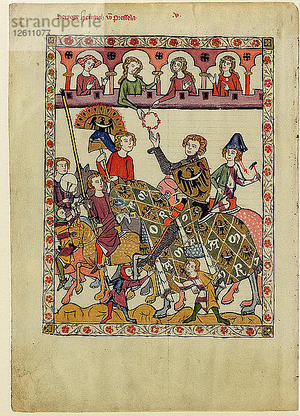 Heinrich IV. Probus  Herzog von Schlesien-Breslau (aus dem Codex Manesse)  zwischen 1305 und 1340. Künstler: Anonym