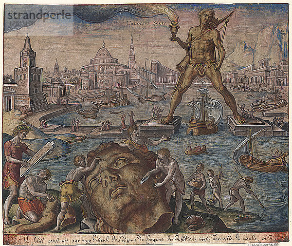 Der Koloss von Rhodos (aus der Serie Die achten Weltwunder) Nach Maarten van Heemskerck  1572. Künstler: Galle  Philipp (1537-1612)