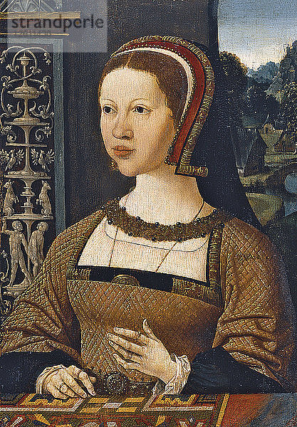 Porträt von Isabella von Österreich  Königin von Dänemark  um 1524. Künstler: Cornelisz van Oostsanen  Jakob (ca. 1470-1533)
