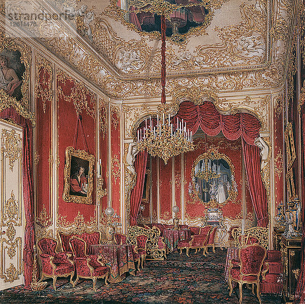 Die Innenräume des Winterpalastes. Das Boudoir der Kaiserin Maria Alexandrowna  1861. Künstler: Hau  Eduard (1807-1887)