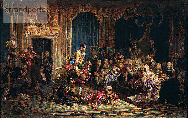 Narren am Hof der Kaiserin Anna Ioannowna  1872. Künstler: Jacobi  Waleri Iwanowitsch (1834-1902)
