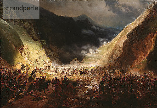 Schlacht am Pass Rothenthurm  1871. Künstler: Willewalde  Gottfried (Bogdan Pawlowitsch) (1818-1903)