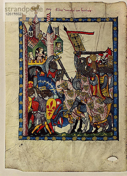 Graf Wernher von Homberg (aus dem Codex Manesse)  zwischen 1305 und 1340. Künstler: Anonym