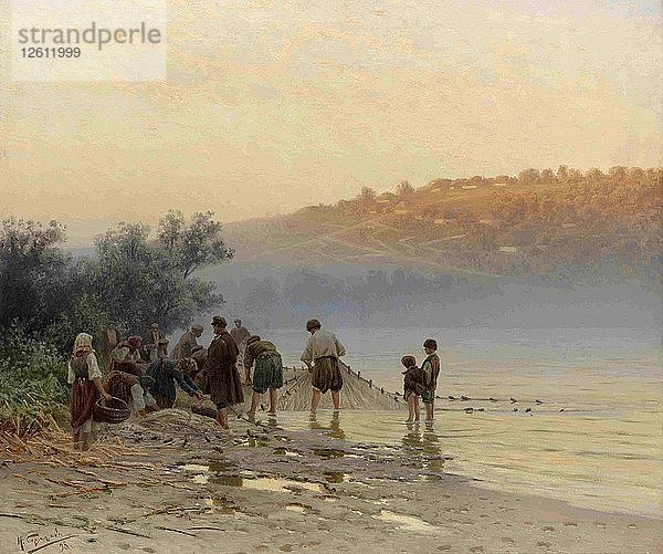 Fischer auf dem Dnepr  1898. Künstler: Sergejew  Nikolaj Alexandrowitsch (1855-1919)