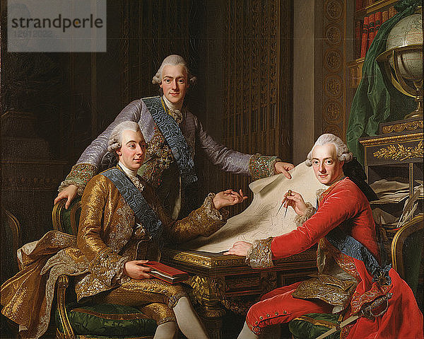König Gustav III. von Schweden und seine Brüder  1771. Künstler: Roslin  Alexander (1718-1793)