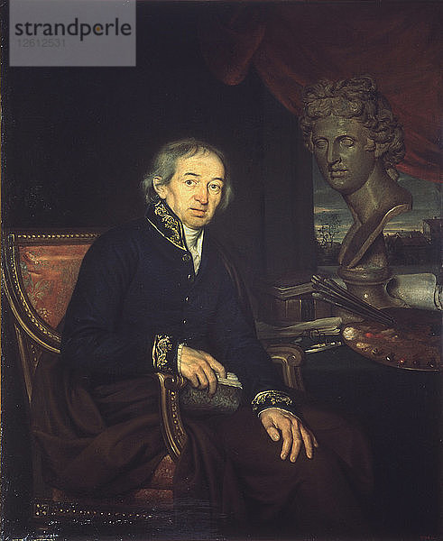 Porträt des Künstlers Dimitri Levitsky (1735-1822)  1812. Künstler: Jakowlew  Iwan Eremejewitsch (1787-1843)