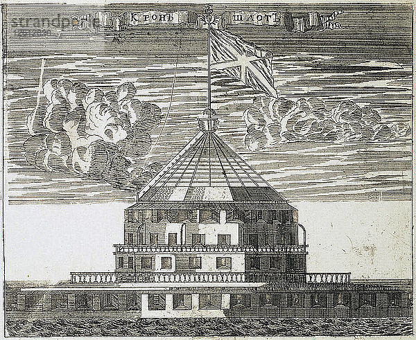 Fort Kronschlot in Kronstadt  1717. Künstler: Rostowzew  Alexej Iwanowitsch (1670er-1730er Jahre)