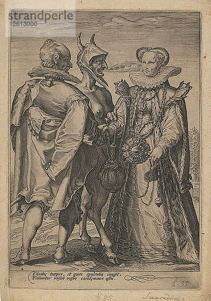 Heirat um des Reichtums willen  vollzogen vom Teufel  ca. 1600. Künstler: Saenredam  Jan (1565-1607)