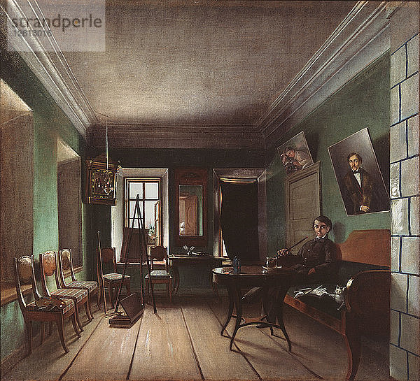 Interieur im Haus der Bykovs  1850er Jahre. Künstler: Jurow  Grigori Wassiljewitsch (?-nach 1896)