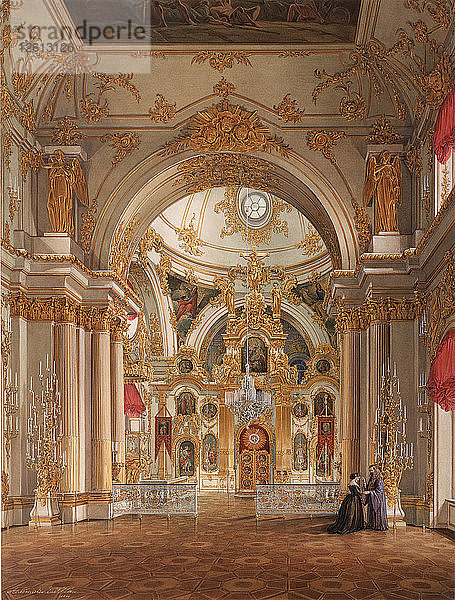 Die Innenräume des Winterpalastes. Die Kathedrale im Winterpalast  1860er Jahre. Künstler: Hau  Eduard (1807-1887)