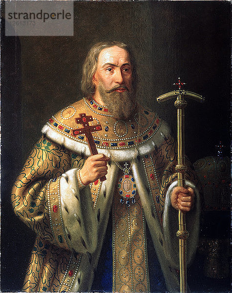 Porträt des Patriarchen Filaret von Moskau (Fjodor Nikititsch Romanow) (1553-1633)  Mitte des 19. Jahrhunderts. Künstler: Tiutriumov  Nikanor Leontievich (1821-1877)