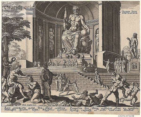 Die Statue des Jupiter in Olympia (aus der Serie Die achten Weltwunder) Nach Maarten van Heemskerck  1572. Künstler: Galle  Philipp (1537-1612)