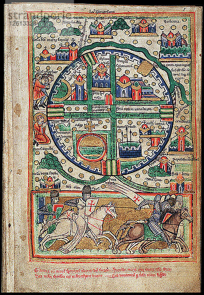 Plan von Jerusalem. Fragment eines Psalters  um 1200. Künstler: Anonym