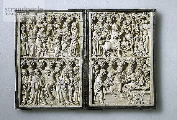 Diptychon aus Elfenbein mit Szenen aus dem Leben Christi (Eigentum der Königin Jadwiga von Polen)  14. Jahrhundert. Künstler: Anonym