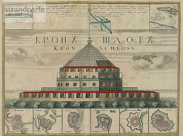 Plan der Festung Kronstadt  1750. Künstler: Homann  Johann Baptist (1663-1724)