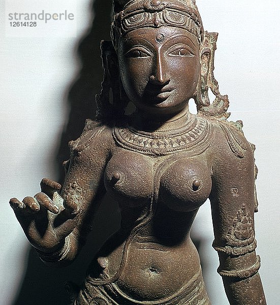 Bronzestatuette von Parvati  der Gemahlin von Siva  14. Jahrhundert. Künstler: Unbekannt