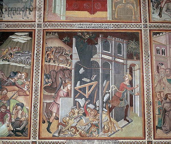 Fresko der Zerstörung von Jericho  14. Jahrhundert. Künstler: Unbekannt