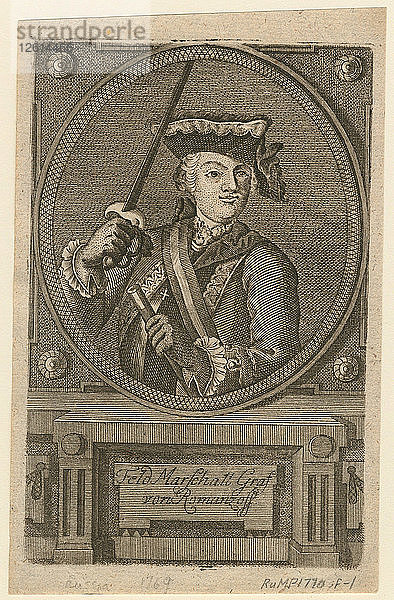 Feldmarschall Graf Pjotr Alexandrowitsch Rumjanzew-Zadunaisky  1770. Künstler: Anonym