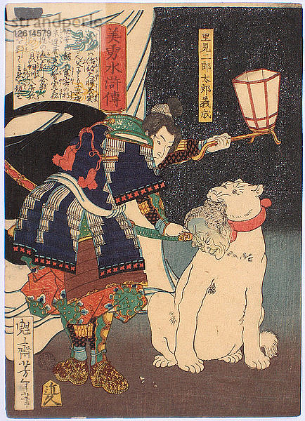 Satomi Jirotaro Yoshishige (aus der Serie Geschichten von Schönheit und Tapferkeit (Biyu Suikoden)  1866-1867 Künstler: Yoshitoshi  Tsukioka (1839-1892)