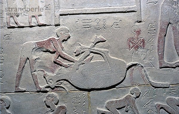 Ägyptisches Relief des Zerschneidens eines Kadavers. Künstler: Unbekannt