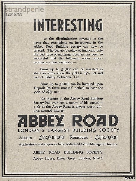 Abbey Road Building Society  1939. Künstler: Unbekannt