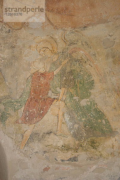 Jakob und der Engel  12. Jahrhundert. Künstler: Altrussische Fresken