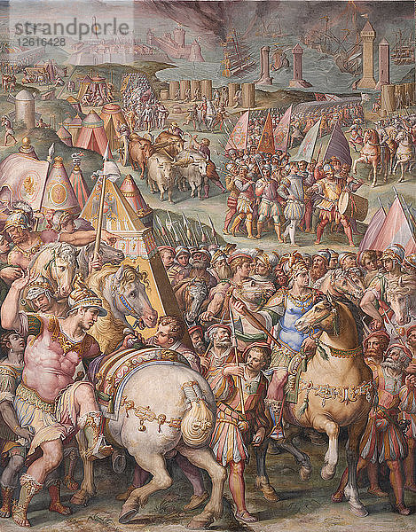 Kaiser Maximilian hebt die Belagerung von Livorno auf  1568-1571. Künstler: Vasari  Giorgio (1511-1574)