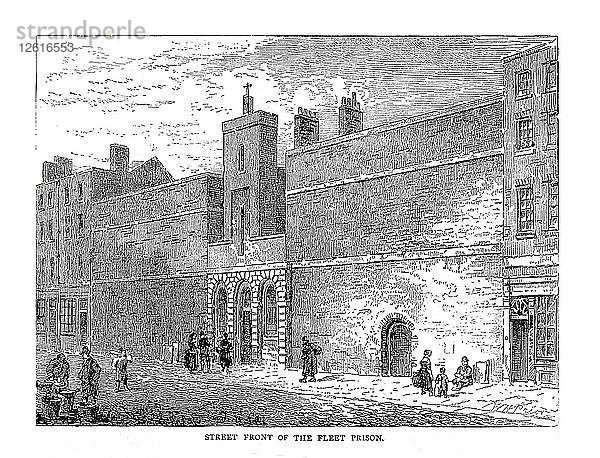 Straßenfront des Fleet-Gefängnisses  1878. Künstler: Unbekannt.