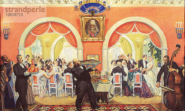 Das Hochzeitsfest  1917. Künstler: Kustodiew  Boris Michajlowitsch (1878-1927)