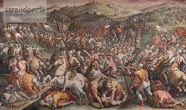 Die Schlacht von Marciano in Val di Chiana  1570-1571. Künstler: Vasari  Giorgio (1511-1574)