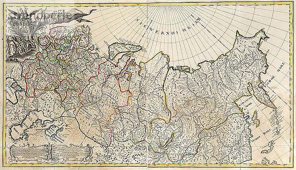 Erste Generalkarte des Russischen Reiches  1745. Künstler: Anonymer Meister