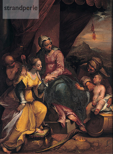 Die mystische Hochzeit der Heiligen Katharina  1590. Künstler: Calvaert  Denys (ca. 1540-1619)