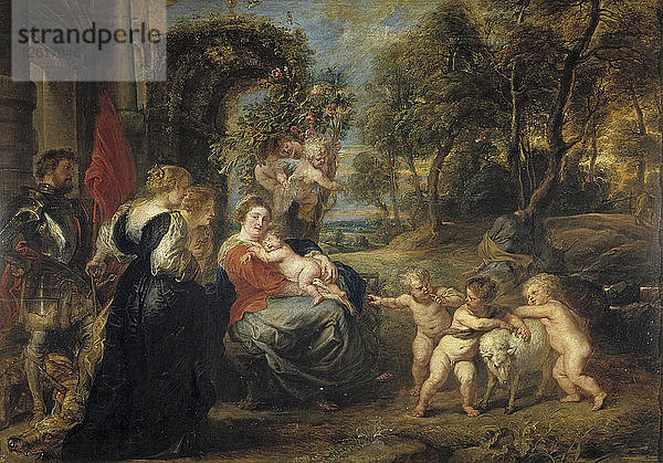 Rast auf der Flucht nach Ägypten  mit Heiligen  um 1635. Künstler: Rubens  Pieter Paul (1577-1640)