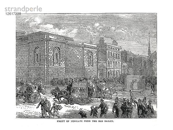 Fassade von Newgate vom Old Bailey aus gesehen  1878. Künstler: Unbekannt