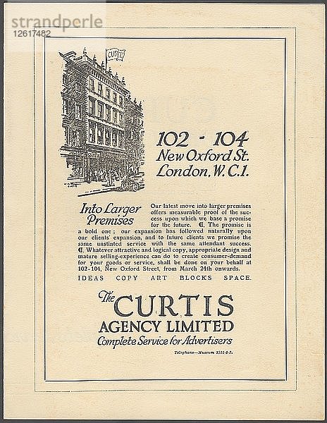 Curtis Werbeagentur  1920er Jahre. Künstler: Wilfred Fryer