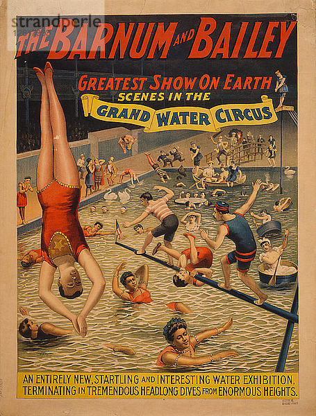 Die größte Show der Welt von Barnum & Bailey. Szenen im großen Wasserzirkus  um 1895. Künstler: Die Strobridge Lithographing Company