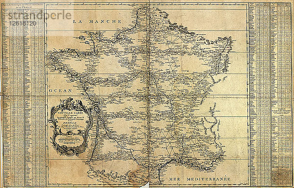 Nouvelle carte de la France  1744. Künstler: Maraldi  Jean-Dominique (1709-1788)