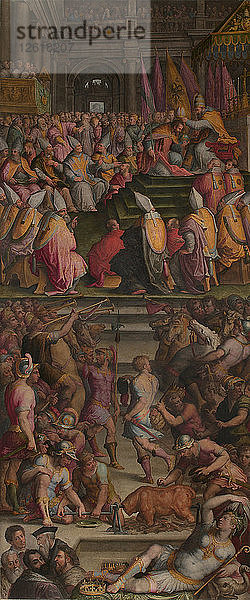 Papst Clemens VII. krönt Karl V. in Bologna  1556-1562. Künstler: Vasari  Giorgio (1511-1574)