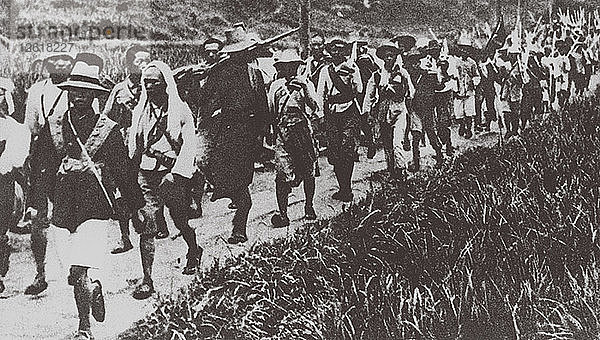 Die Truppen der Kuomintang nahmen Peking im Juni 1928 ein Künstler: Anonym